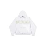 Hoodie Ripped Pocket Tape Type Fit Large in White | Balenciaga